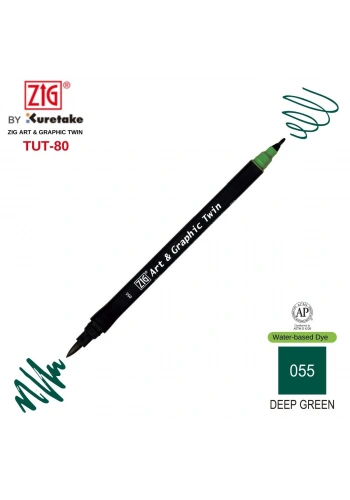 Zig Art&Graphic Twin Çift Uçlu Keçe Grafik Kalemi 55 Deep Green