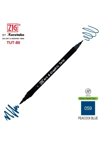 Zig Art&Graphic Twin Çift Uçlu Keçe Grafik Kalemi 59 Peacock Blue