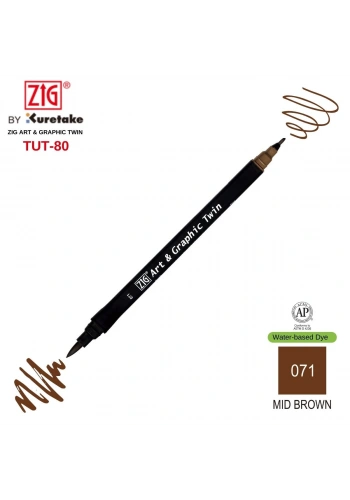 Zig Art&Graphic Twin Çift Uçlu Keçe Grafik Kalemi 71 Mid Brown