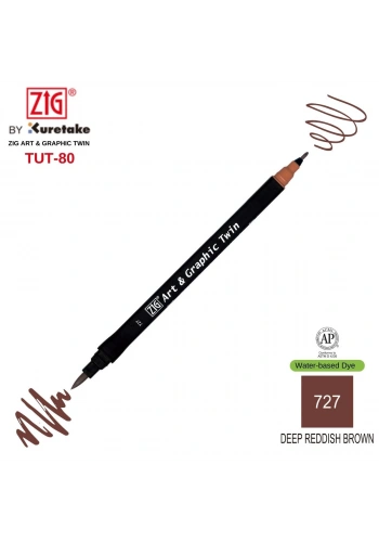 Zig Art&Graphic Twin Çift Uçlu Keçe Grafik Kalemi 727 Deep Reddish Brown