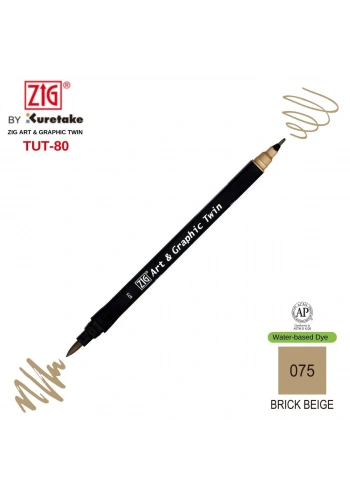 Zig Art&Graphic Twin Çift Uçlu Keçe Grafik Kalemi 75 Brick Beige