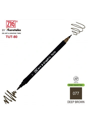 Zig Art&Graphic Twin Çift Uçlu Keçe Grafik Kalemi 77 Deep Brown