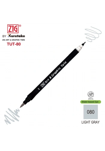 Zig Art&Graphic Twin Çift Uçlu Keçe Grafik Kalemi 80 Light Gray