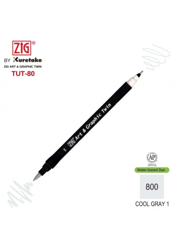 Zig Art&Graphic Twin Çift Uçlu Keçe Grafik Kalemi 800 Cool Gray 1