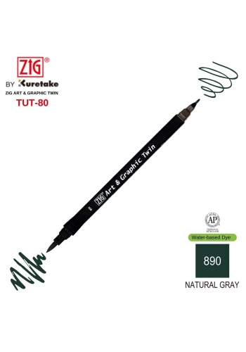 Zig Art&Graphic Twin Çift Uçlu Keçe Grafik Kalemi 890 Natural Gray