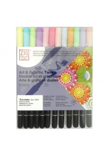 Zig Art&Graphic Twin Tut-80 Çift Uçlu Keçe Grafik Kalem Seti 12li Pastel
