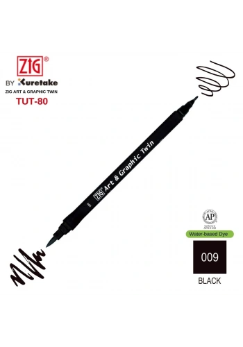 Zig Art&Graphic Twin Tut-80 Çift Uçlu Keçe Grafik Kalemi 009 Black