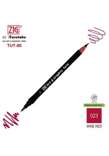 Zig Art&Graphic Twin Tut-80 Çift Uçlu Keçe Grafik Kalemi 023 Wine Red