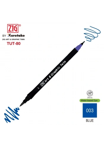 Zig Art&Graphic Twin Tut-80 Çift Uçlu Keçe Grafik Kalemi 03 Blue