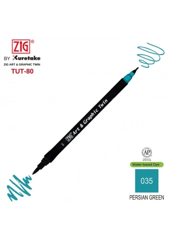 Zig Art&Graphic Twin Tut-80 Çift Uçlu Keçe Grafik Kalemi 035 Persian Green