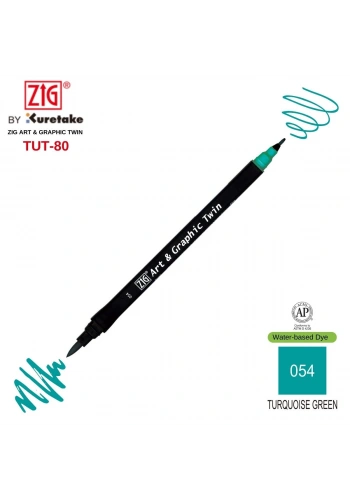 Zig Art&Graphic Twin Tut-80 Çift Uçlu Keçe Grafik Kalemi 054 Turquoise Green