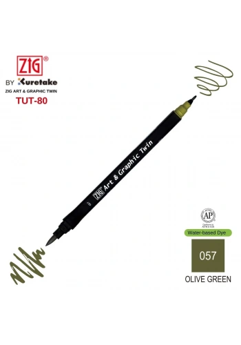 Zig Art&Graphic Twin Tut-80 Çift Uçlu Keçe Grafik Kalemi 057 Olıve Green