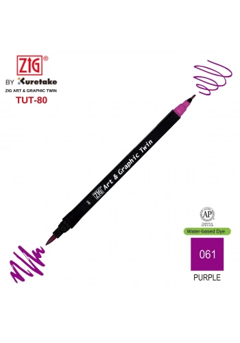 Zig Art&Graphic Twin Tut-80 Çift Uçlu Keçe Grafik Kalemi 061 Purple