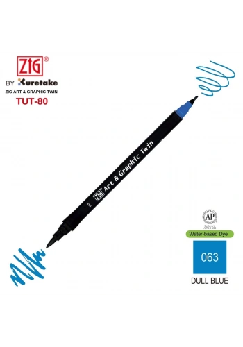 Zig Art&Graphic Twin Tut-80 Çift Uçlu Keçe Grafik Kalemi 063 Dull Blue