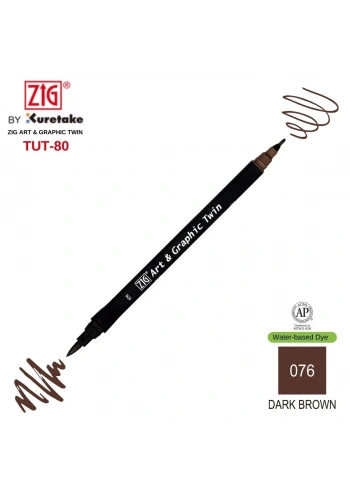 Zig Art&Graphic Twin Tut-80 Çift Uçlu Keçe Grafik Kalemi 076 Dark Brown