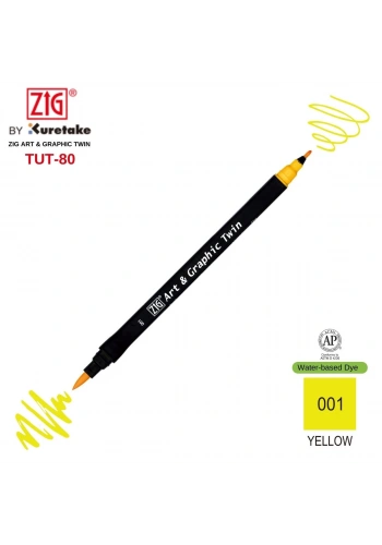 Zig Art&Graphic Twin Tut-80 Çift Uçlu Keçe Grafik Kalemi 1 Yellow