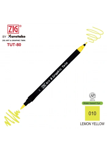 Zig Art&Graphic Twin Tut-80 Çift Uçlu Keçe Grafik Kalemi 10 Lemon Yellow