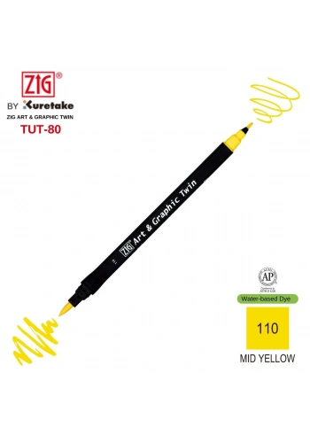 Zig Art&Graphic Twin Tut-80 Çift Uçlu Keçe Grafik Kalemi 110 Mid Yellow
