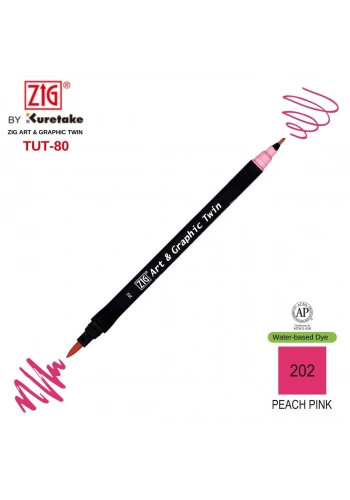 Zig Art&Graphic Twin Tut-80 Çift Uçlu Keçe Grafik Kalemi 202 Peach Pink