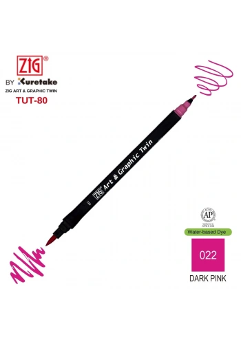 Zig Art&Graphic Twin Tut-80 Çift Uçlu Keçe Grafik Kalemi 22 Dark Pink