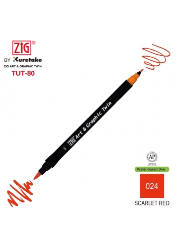 Zig Art&Graphic Twin Tut-80 Çift Uçlu Keçe Grafik Kalemi 24 Scarlet Red