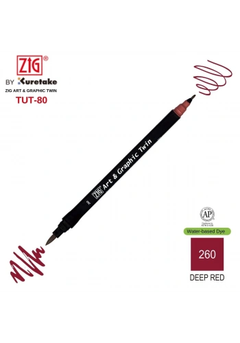 Zig Art&Graphic Twin Tut-80 Çift Uçlu Keçe Grafik Kalemi 260 Deep Red