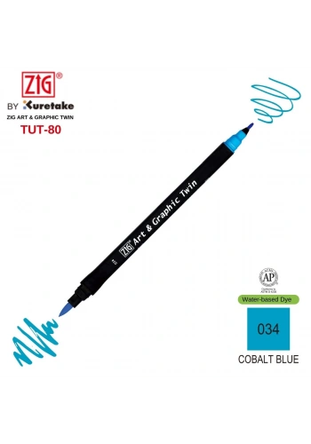 Zig Art&Graphic Twin Tut-80 Çift Uçlu Keçe Grafik Kalemi 34 Cobalt Blue