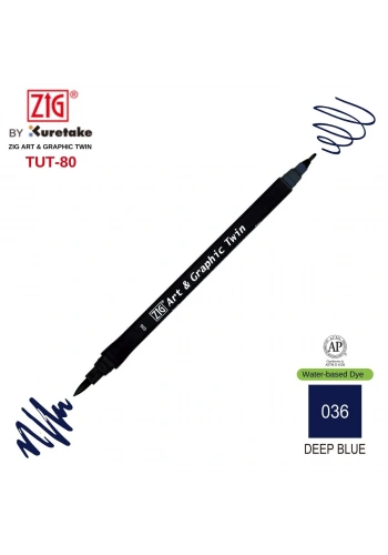 Zig Art&Graphic Twin Tut-80 Çift Uçlu Keçe Grafik Kalemi 36 Deep Blue