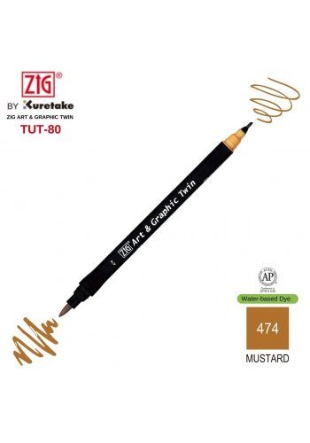 Zig Art&Graphic Twin Tut-80 Çift Uçlu Keçe Grafik Kalemi 474 Mustard