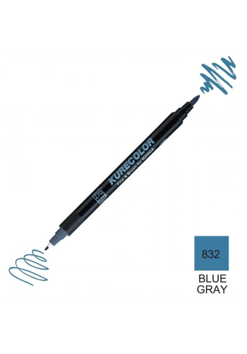 Zig Kurecolor Mangaka Fine&Brush Çift Taraflı Kalem CNKC-2200 No 832 Blue Gray