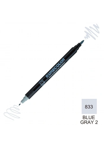 Zig Kurecolor Mangaka Fine&Brush Çift Taraflı Kalem CNKC-2200 No 833 Blue Gray 2