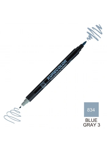 Zig Kurecolor Mangaka Fine&Brush Çift Taraflı Kalem CNKC-2200 No 834 Blue Gray 3