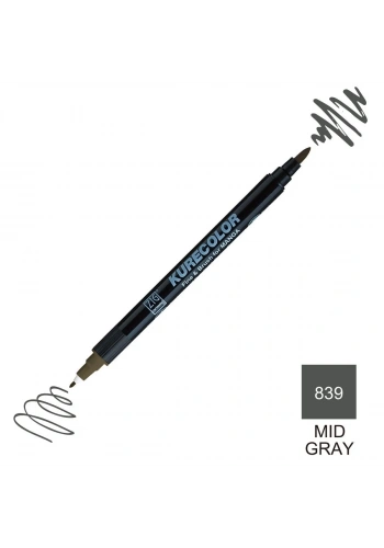 Zig Kurecolor Mangaka Fine&Brush Çift Taraflı Kalem CNKC-2200 No 839 Mid Gray