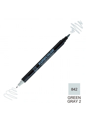 Zig Kurecolor Mangaka Fine&Brush Çift Taraflı Kalem CNKC-2200 No 842 Green Gray 2