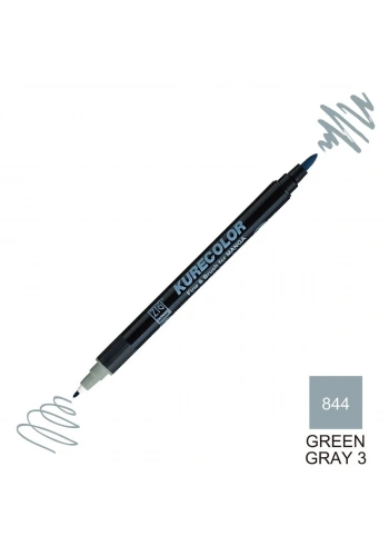 Zig Kurecolor Mangaka Fine&Brush Çift Taraflı Kalem CNKC-2200 No 844 Green Gray 3