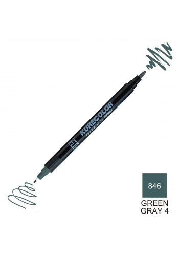 Zig Kurecolor Mangaka Fine&Brush Çift Taraflı Kalem CNKC-2200 No 846 Green Gray 4
