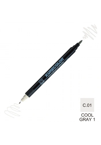 Zig Kurecolor Mangaka Fine&Brush Çift Taraflı Kalem CNKC-2200 No C.01 Cool Gray 1