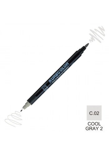 Zig Kurecolor Mangaka Fine&Brush Çift Taraflı Kalem CNKC-2200 No C.02 Cool Gray 2