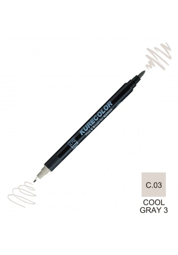 Zig Kurecolor Mangaka Fine&Brush Çift Taraflı Kalem CNKC-2200 No C.03 Cool Gray 3