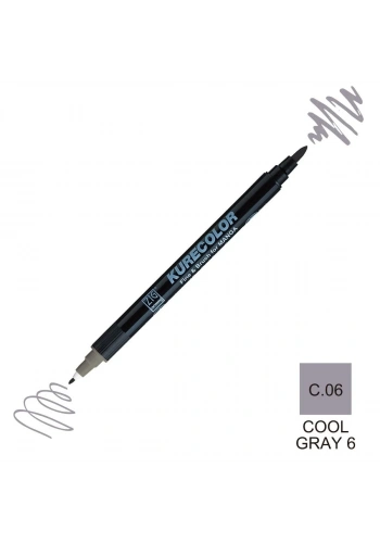 Zig Kurecolor Mangaka Fine&Brush Çift Taraflı Kalem CNKC-2200 No C.06 Cool Gray 6