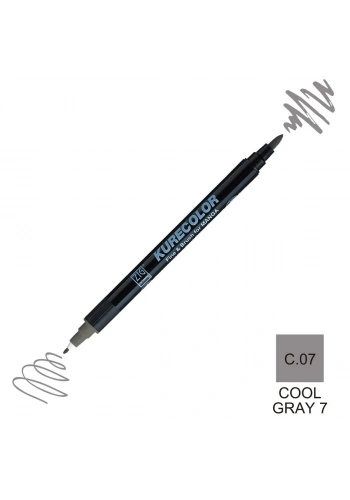 Zig Kurecolor Mangaka Fine&Brush Çift Taraflı Kalem CNKC-2200 No C.07 Cool Gray 7