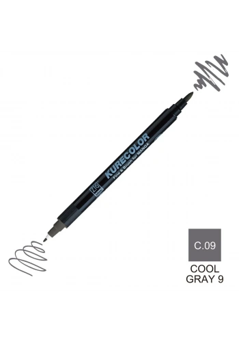 Zig Kurecolor Mangaka Fine&Brush Çift Taraflı Kalem CNKC-2200 No C.09 Cool Gray 9