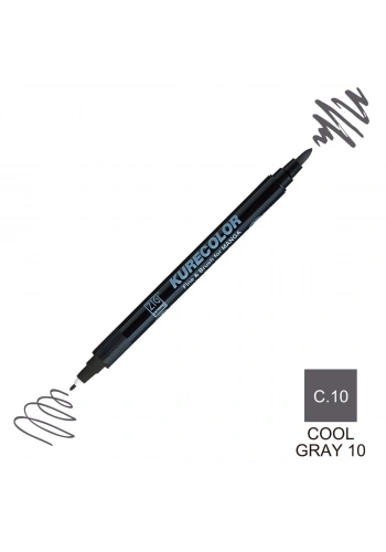 Zig Kurecolor Mangaka Fine&Brush Çift Taraflı Kalem CNKC-2200 No C.10 Cool Gray 10