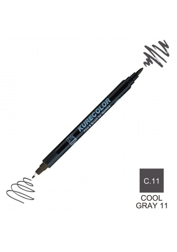Zig Kurecolor Mangaka Fine&Brush Çift Taraflı Kalem CNKC-2200 No C.11 Cool Gray 11