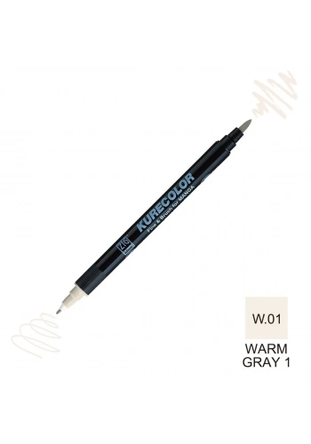 Zig Kurecolor Mangaka Fine&Brush Çift Taraflı Kalem CNKC-2200 No W.01 Warm Gray 01