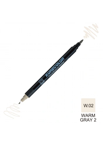 Zig Kurecolor Mangaka Fine&Brush Çift Taraflı Kalem CNKC-2200 No W.02 Warm Gray 02