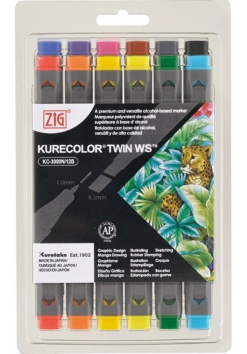 Zig Kurecolor Twin S Marker Kalem Seti 12 Renk BASIC COLORS