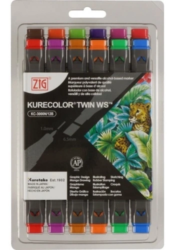 Zig Kurecolor Twin S Marker Kalem Seti 12 Renk BRILLIANT COLORS