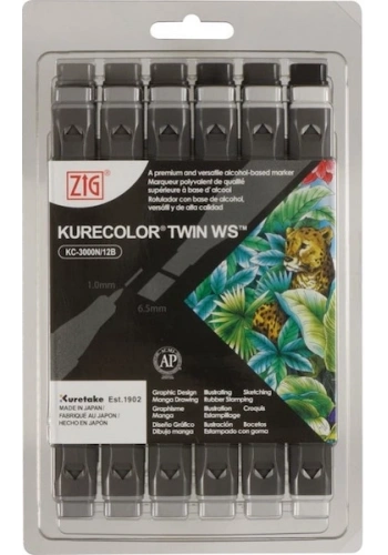 Zig Kurecolor Twin S Marker Kalem Seti 12 Renk COOL GRAY COLORS