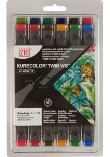 Zig Kurecolor Twin S Marker Kalem Seti 12 Renk DEEP COLORS